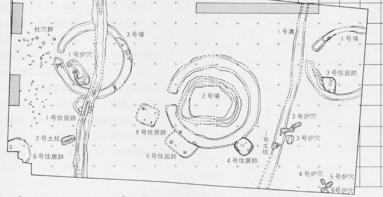 遺蹟分布図（遠藤山遺跡発掘調査報告書の）