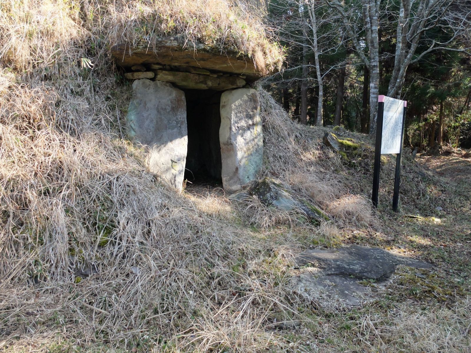 石室入り口付近の石材