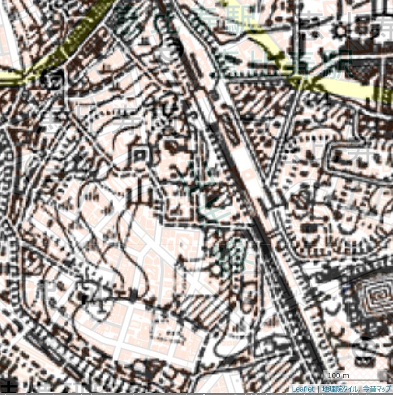 明治40年代の地形（今昔マップより作成）